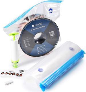 eVacuum 3D Printer Filament Storage Kit Filament Vacuum Bags Vacuum Compression Storage Bags, Prevent and Monitor Moisture - 10 Bags with 15 Desiccants, 15 Humidity Indicator Cards and 1 Hand Pump