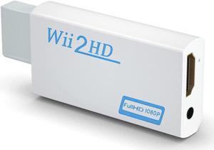 Wii to HDMI Converter Wii to HDMI Adapter Wii 2 HDMI Connector White Wii in HDMI Out Video Converter & 3.5mm Audio Output for Wii to HDMI HDTV Out
