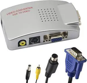 VGA to RCA Adapter Composite VGA to Video S-Video Converter for HDTV Monitors Laptop Desktop PC.