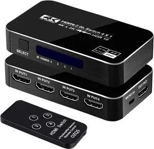 FERRISA 4K 60Hz 4x1 HDMI Switch 4 Port Auto HDMI Switch Box with IR Remote Support HDCP 2.2 4Kx2K 3D 1080P 4 in 1 Out HDMI Switch Switcher Selector for Xbox360/PS4/PS3/Roku/to TV Projector FERRISA 4K 60Hz 4x1 HDMI Switch 4 Port Auto HDMI Switch Box with IR Remote Support HDCP 2.2 4Kx2K 3D 1080P 4 in 1 Out HDMI Switch Switcher Selector for Xbox360/PS4/PS3/Roku/to TV Projector
