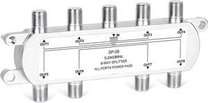 Digital 8-Way Coaxial Cable Splitter 5-2400MHz RG6 Compatible Work with Satellite/Cable TV and Internet CATV Antenna System.(COAXIAL Cable NOT Included)