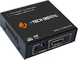 4K HDMI Splitter 1 in 2 out 1X2 Powered Splitter for Dual Monitors by Power Adaptor included [JTD-MINI-1X2SP]