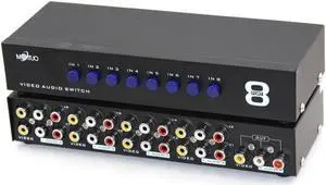 8-Way AV Switch RCA Switcher 8 in 1 Out Composite Video L/R Audio Selector Box for DVD STB Game Consoles CV0235