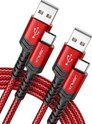 USB Type C Cable 3A Fast Charging [2-Pack 6.6ft] USB-A to USB-C Charge Braided Cord Compatible with Samsung Galaxy S10 S9 S8 S20 Plus A51 A11 Note 10 9 8 PS5 Controller USB C Charger-Red