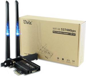 Ubit AX210 WiFi 6E PCIe Wireless WiFi Card Up to 5400Mbps(6GHz/5GHz/2.4GHz),BT5.2,OFDMA,MU-MIMO,Support Win 10 64bit Only