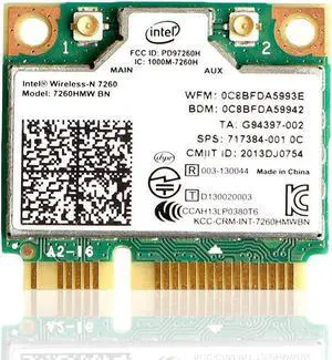 Intel Dual Band Wirless- Intel 7260.HMW Dual Band Wireless Card-AC 7260 Network Adapter+Bluetooth 4.0 USE for Intel AC Half Mini Pcie Card 802.11 b/a/g/n/ac(1 Pack)