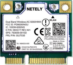 NETELY Wireless-AC 8260HMW Mini-PCIE Interface WiFi Adapter-Wireless-AC 1200Mbps (2.4GHz 300Mbps & 5GHz 867Mbps) Network Card with WiFi Audio Adapter (Wireless-AC 8260HMW)