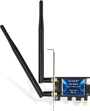 EDUP PCIe WiFi 6E Card Bluetooth 5.2 AX 5400 Mbps AX210 Tri-Band  6Ghz/5.8GHz/2.4GHz PCI-E Wireless WiFi Network Adapter Card for Desktop PC