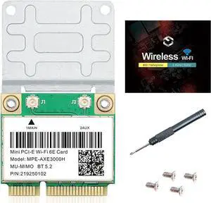 WiFi 6E Half Mini PCI-E WiFi Network Card 802.11AX AC MPE-AXE3000H 2.4GHz 5GHz 6GHz 5400Mbps Wireless Card BT5.2 MU-MIMO Mini PCIe Wi-Fi 6E Adapter OFDMA vPro for Windows 10/11 PC Laptops
