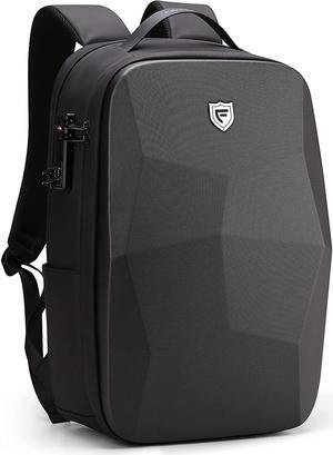 FENRUIEN 17.3-Inch Hard Shell Laptop Backpack,Anti-Theft Waterproof Business Travel Computer Backpack,Black Gaming Laptop Bag with USB Port for Men