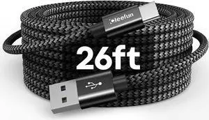 CLEEFUN Extra Long USB A USB C Cable 26ft, USB to USB C Power Cable 26 Foot | for iPhone 17 16 15, Samsung Galaxy S26 S25 S24 and More USB-C Phone, Tablet, PS5, Switch, Braided Cord (No Data) CLEEFUN Extra Long USB A USB C Cable 26ft, USB to USB C Power Cable 26 Foot | for iPhone 17 16 15, Samsung Galaxy S26 S25 S24 and More USB-C Phone, Tablet, PS5, Switch, Braided Cord (No Data)