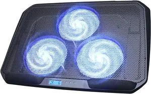 KN02 Laptop Cooling Pad for 11-17.3 inch laptops - Comfy Cushioned Wristrests - Powerful Laptop Cooling Fan 1500 RPM - Silent Laptop Cooler with Metal Mesh and 5-Year Warranty - New 2022 Release