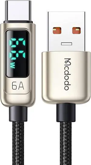 mcdodo USB A to USB C Cable 4ft 6A Fast Charging USB3.0 to USB-C Charging Cable Fit for iPhone 15/15Pro/iPad Pro/MacBook Pro/Galaxy S23, Charging&Data Transmission&Power Digital Display