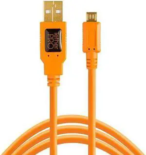 TetherPro USB 2.0 to Micro-B 5-Pin Cable 15 (4.6m) High-Visibility Orange