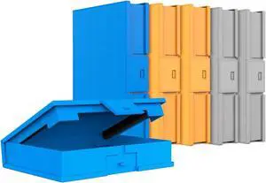 3.5 Inch Hard Drive Case HDD Protective Box with Shockproof Dustproof and Anti-Static Function Storage Case for 3.5 inch HDDs 6 Pack Orange/Blue/Gray (HPFx6)