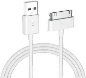 Certified 30 Pin USB Charging Cable 4.0ft USB Sync Charging Cord iPhone Compatible for 4 4s 3G 3GS iPad 1 2 3 iPod Touch Nano White (1 PCS)