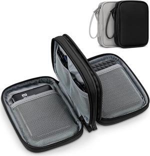 Dual Hard Drive Case Double Layers 2.5 inch External Drive Storage Carrying Bag Waterproof Shockproof for Organizing HDD and Electronic Accessories PU Leather Black