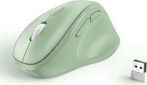Ergonomic Wireless Mouse with USB Receiver for PC Computer, Laptop and Desktop, Ergo Mouse with Silent Clicks, About 16-Month Battery Life, Up to 1600 DPI & 1 AA Battery Powered, Green