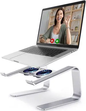 Laptop Stand for Desk with USB Cooling Fans Ergonomic Aluminum Laptop Stand Cooling Pad Ventilated Laptop Riser Holder for 11-17 Inches Notebook MacBook (Silver) Laptop Stand for Desk with USB Cooling Fans Ergonomic Aluminum Laptop Stand Cooling Pad Ventilated Laptop Riser Holder for 11-17 Inches Notebook MacBook (Silver)