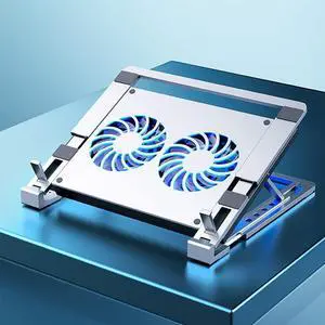 Laptop Stand Aluminium Laptop Cooler Stand Notebook Laptop Holder Notebook Cooling Stand with 2 Fans 1500 RPM USB Port & Type C Port(Silver)