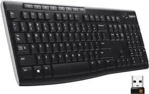 Good Product Outlet K270 Wireless Keyboard for Windows, 2.4 GHz Wireless, Full-Size, Number Pad, 8 Multimedia Keys, 2-Year Battery Life, Compatible with PC, Laptop