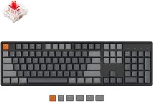 Keychron K10 Full Size 104 Keys Bluetooth Wireless/USB Wired Mechanical Gaming Keyboard for Mac with Gateron G Pro Red Switch/RGB Backlight/Multitasking Computer Keyboard for Windows, Aluminum Frame