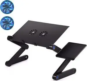 Laptop Stand Portable Desk Adjustable Laptop Stand Workstation Notebook Stand Reading Holder Notebook Stand with USB Cooling Pad & Mouse Tray for Bed and Sofa