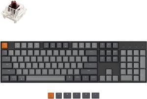 Keychron K10 Full Size 104 Keys Bluetooth Wireless Mechanical Gaming Keyboard for Mac Windows with Gateron G Pro Brown Switch, Multitasking/White LED Backlight/USB C Wired Computer Keyboard