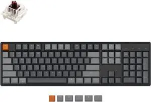 Keychron K10 Full Size 104 Keys Bluetooth Wireless/USB Wired Mechanical Gaming Keyboard for Mac with K Pro Brown Switch/RGB Backlight/Multitasking Computer Keyboard for Windows, Aluminum Frame