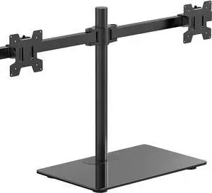 Free Standing Dual Monitor Stand Height Adjustable Monitor Mount with Glass Base Fits ?LCD LED Flat Curved Screen up to 27 inch 22lbs with Grommet Base (GMF002) by