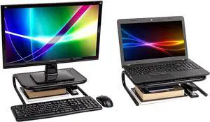 2METMONST-BLK Metal Monitor Stand Monitor Riser for Computer Laptop Desk iMac 2-Pack Black