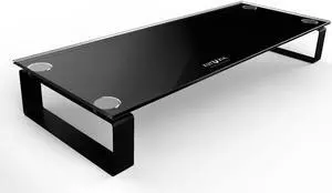 Eutuxia Type-S Black Tempered Glass Monitor Stand, TV, Laptop, Computer, All-In-One Desktop, Printer Riser [21.75 x 8.25 x 3.25 Inches]