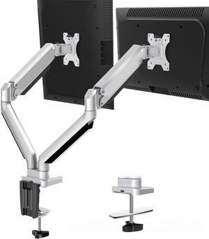 MOUNTUP Dual Monitor Desk Mount, Die-Cast Aluminum Fully Adjustable Double Monitor Arm with Gas Spring, Computer Monitor Stand Fits 2 Screen 17 to 32 inch - Each Arm Holds up to 17.6LBS, MU0024