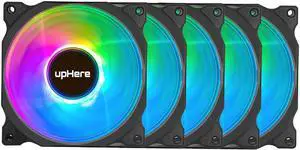 upHere RGB LED 120mm Case Fan,Quiet Edition High Airflow Adjustable Color LED Case Fan for PC Cases, CPU Coolers,Radiators System,5-Pack / C8123