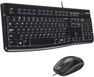 MK120 Wired Keyboard and Mouse Combo for Windows Optical Wired Mouse Full-Size Keyboard USB Plug-and-Play Compatible with PC Laptop - Black