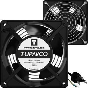 Network Cabinet Fan (Dual 2pc Kit for Server Rack Cooling) Pair of Roof Rackmount Muffin Fans 120mm 4in Noise Level 55dBa Steel Frame Ventilation with 110V AC/Ground Cable -Tupavco TP1511