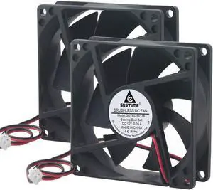 2 Pack 80mm x 25mm Dual Ball Bearings High Speed 4500RPM 12V DC Brushless Cooling Fan