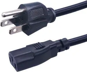 6Ft Computer Power Cord 10A 250V 18AWG 3 Prong Replacement AC Power Cable for TV Monitor PC Laptop Printer M-I-037