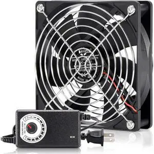120mm 110V 115V 120V AC Powered Fan with Speed Controller DC 3V to 12V, for Router Receiver DVR Playstation Xbox Component Cooling