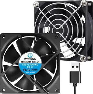 WINSINN DC 80mm USB Fan 5V 8025 Sleeve Bearing Brushless Cooling 80mmx25mm 2PIN (Pack of 2Pcs) WINSINN DC 80mm USB Fan 5V 8025 Sleeve Bearing Brushless Cooling 80mmx25mm 2PIN (Pack of 2Pcs)