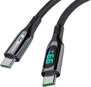 CHIPOFY USB C Cable LED Power Display E-Marker PD 100W 5A Fast Charging 6.6ft 480Mbps Data Transmission Type C Cable for MacBook Pro Samsung Galaxy iPad and More (6.6)