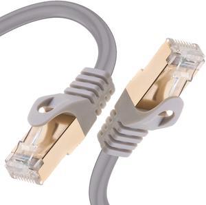 Cat 7 Ethernet Cable Network Patch Cord Gray 100ft 10Gbps LAN 600Mhz Copper 26AWG S/FTP CAT7 Shielded High Speed Internet Performance Gold Plated RJ45 For Gaming / Modem / NAS / Router / Laptop