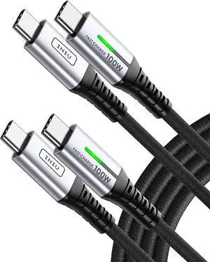 USB C Cable 100W [2-Pack 6.6ft] PD 5A QC Fast Charging USB C to USB C Cable Nylon Braided Type C Data Cord USB-C Phone Charger for Samsung S21 Note 10 iPad Pro MacBook Tablets LG Google etc.