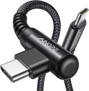 USB C to USB C Cable 60W [2-Pack 6.6ft] USB Type C Cable Right Angle Compatible with Samsung Galaxy S21 S20 Note 20 Ultra 10 9 8 MacBook Air/Pro 13 iPad Pro/Air Pixel-Black