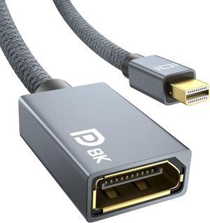 8K Mini DisplayPort to DisplayPort Adapter Mini DP Male to DP 1.4 Female Converter Support 8K@60Hz 4K@144Hz 2K@240Hz HDR FreeSync G-SYNC for Thunderbolt 2 PC Surface Pro Monitor Graphics