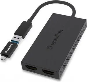 Wavlink USB 3.0 to Dual HDMI UHD Universal Video Graphics Adapter Supports up to 6 Monitor displays 4K@30Hz and 1080@60Hz External Video Card Adapter Support Windows Mac Chrome OS Android 7.1 Above