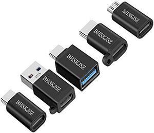 USB Type C Adapter Micro USB to USB C Adapter USB Type C to USB-A USB C to USB 3.0 Adapter and more-5Pack Black