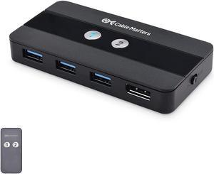 Cable Matters USB 3.0 KVM Switch DisplayPort 1.4 for 2 Computers with 8K@60Hz / 4K@120Hz Display Port Video & 3X 5Gbps USB Ports, FreeSync, G-SYNC and HDR Support - RF Remote Control Switch