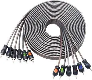 Recoil RCI617 99.99% Oxygen Free Copper 17ft 6-Channel RCA Audio Cable Twisted Pair with Noise Reduction