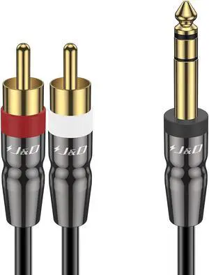 6.35mm TRS to Dual RCA Audio Cable Copper Shell Heavy Duty 6.35mm 1/4 inch Male TRS to 2 RCA Male Stereo Audio Y Splitter Cable 3 Feet